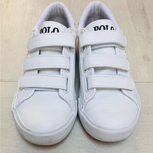 Polo by Ralph Lauren Kids Size 3 Triple Strap White Sneakers